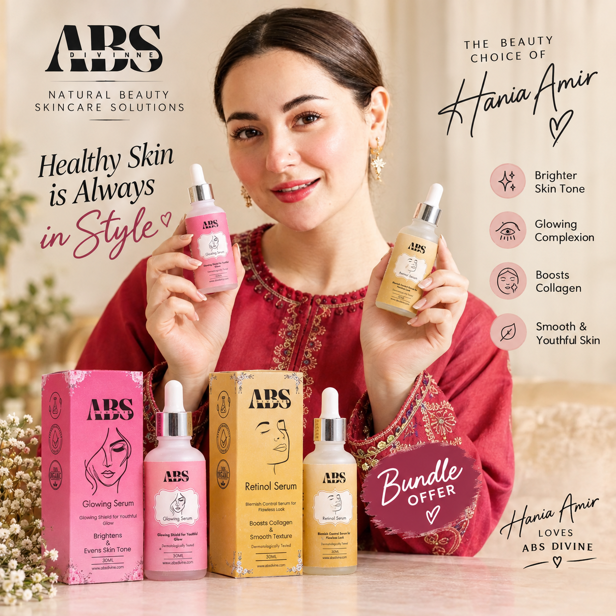 ABS Divine Retinol + Glowing Serum Bundle | Featuring Hania Aamir